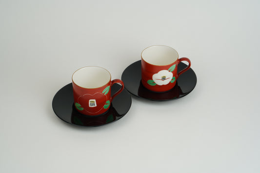 Camellia Pair of Cups and Plates